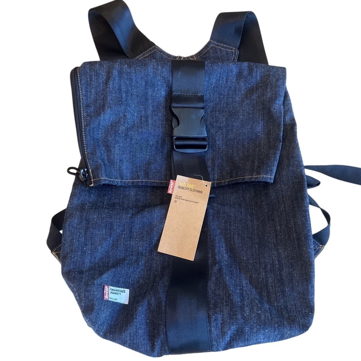Vintage Rare Y2k 1999 Levi's Denim Jean Backpack Red Tab Bag Buckle New Nos